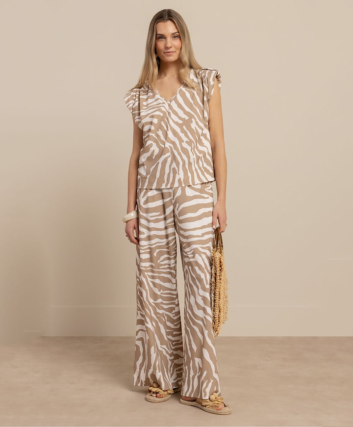 Grace zebra dames broek beige