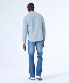 Heren overhemd lange mouw blauw