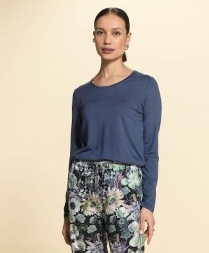 Dames pyjamatop blauw