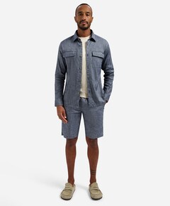 Short Chino With Linen heren korte broek blauw