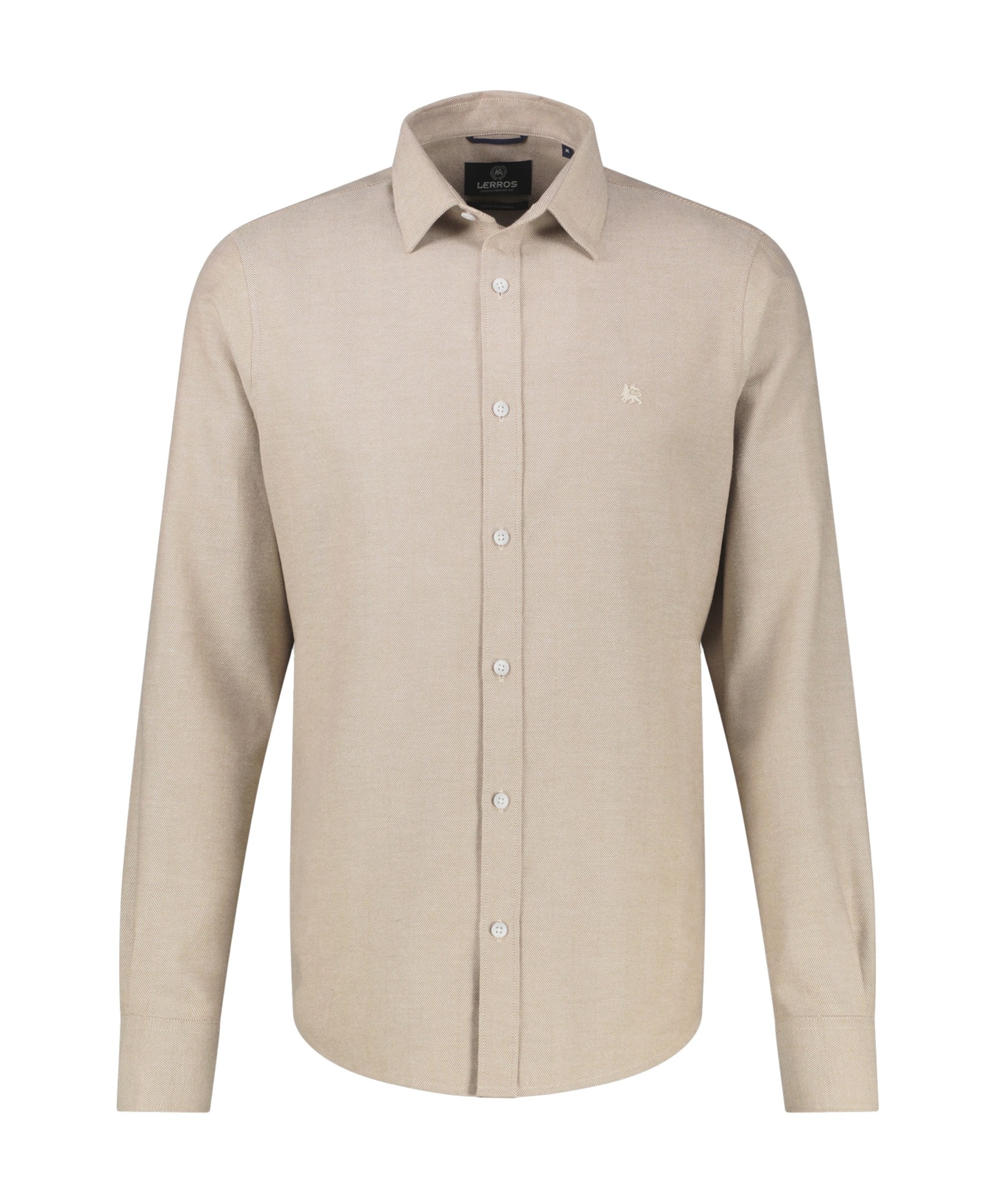 Heren overhemd lange mouw beige