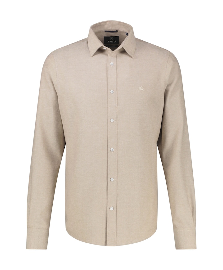 Heren overhemd lange mouw beige