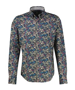 Heren overhemd lange mouw blauw