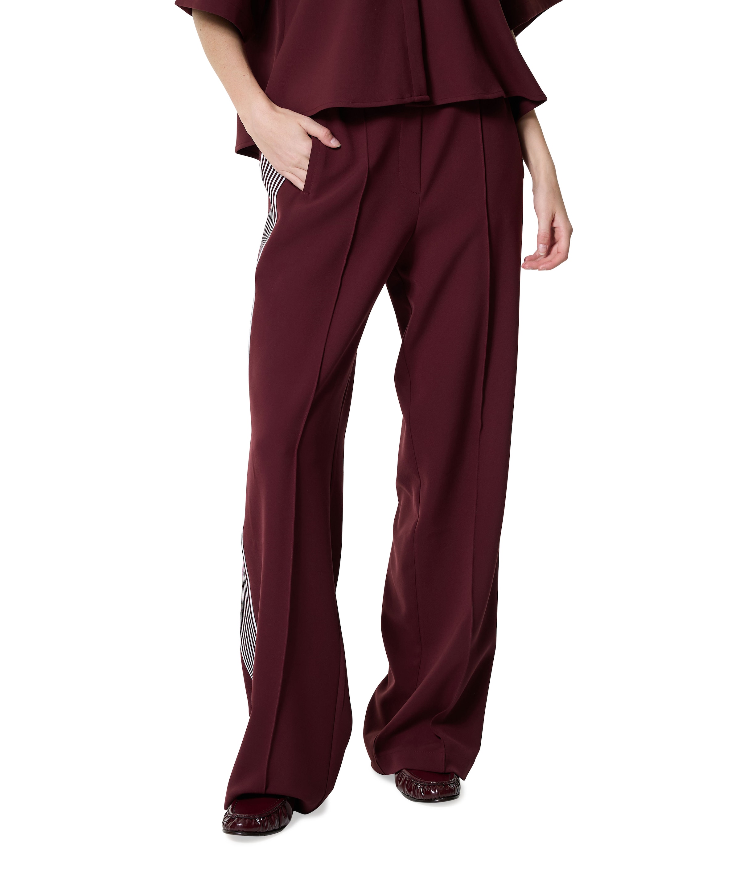 Stripe broek bordeaux