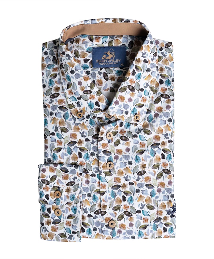 Heren overhemd lange mouw groen