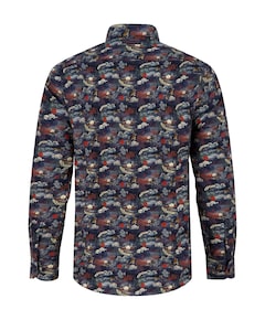 Heren overhemd lange mouw blauw