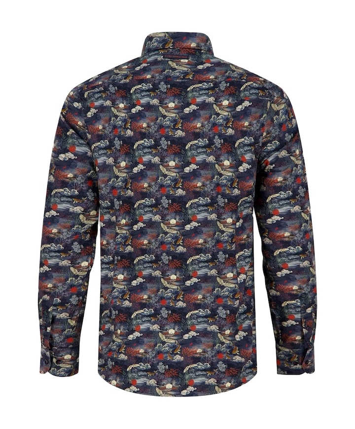 Heren overhemd lange mouw blauw