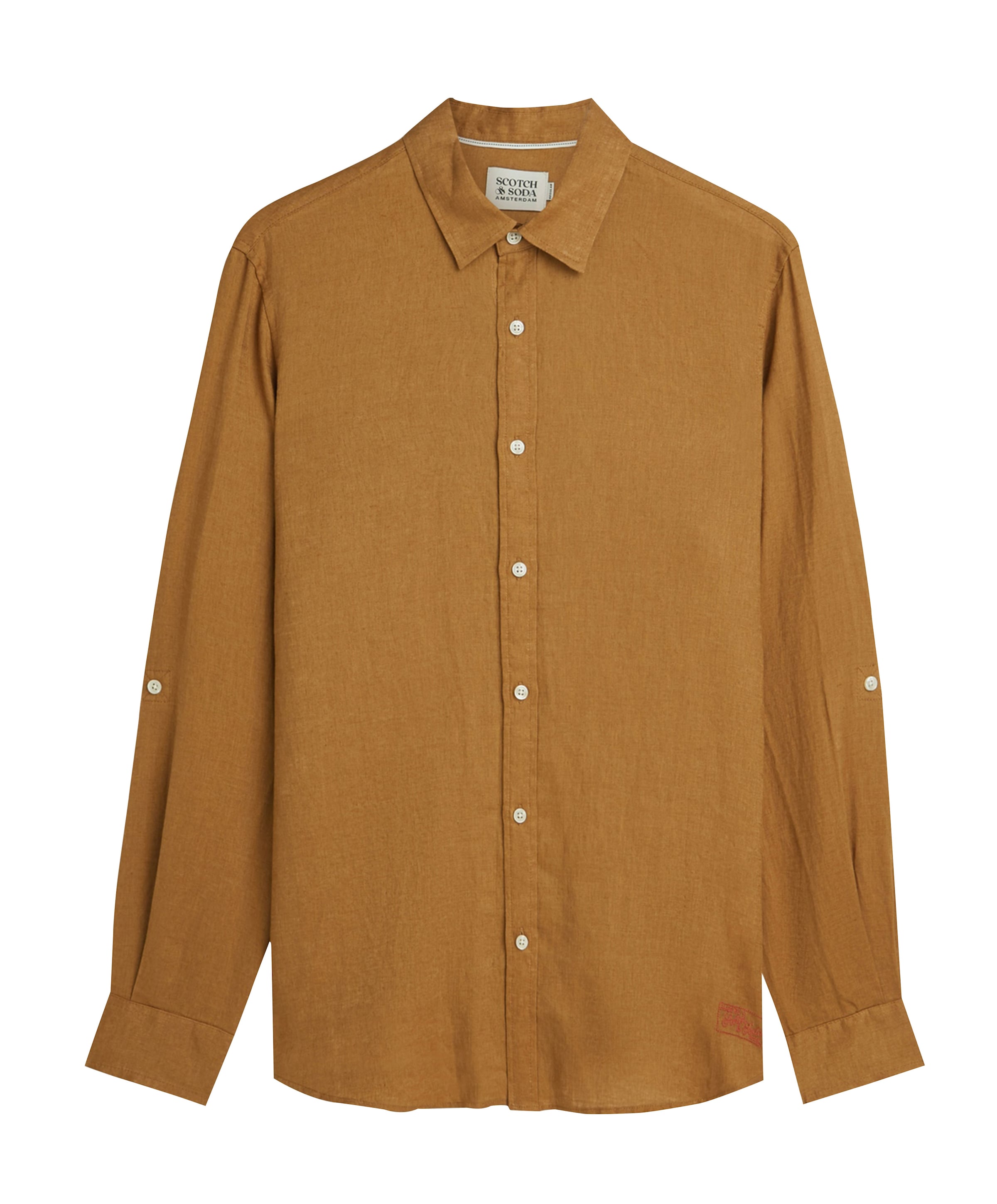 Heren overhemd lange mouw geel