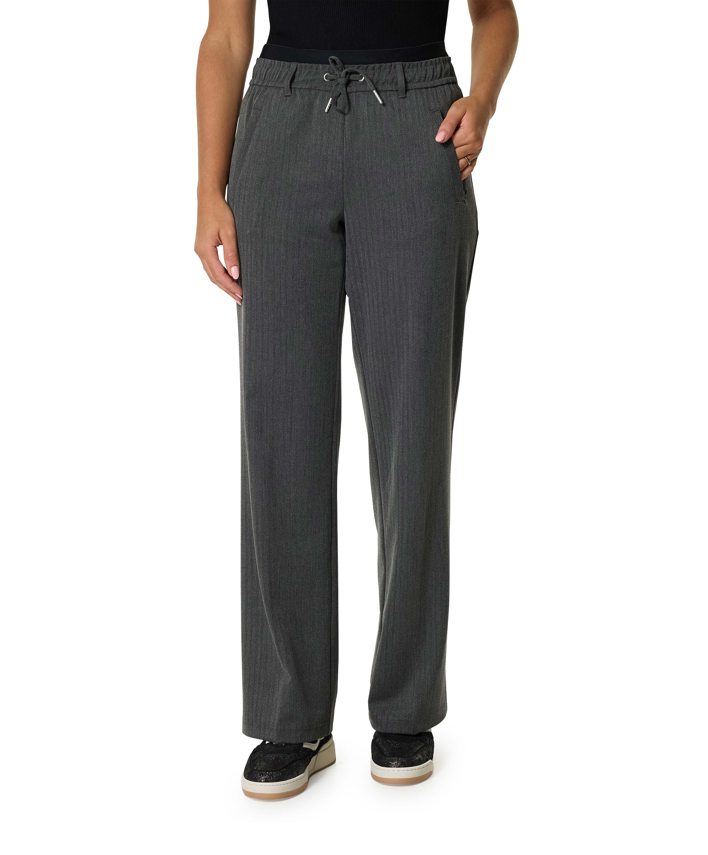 Colette Herringbone Sporty broek grijs