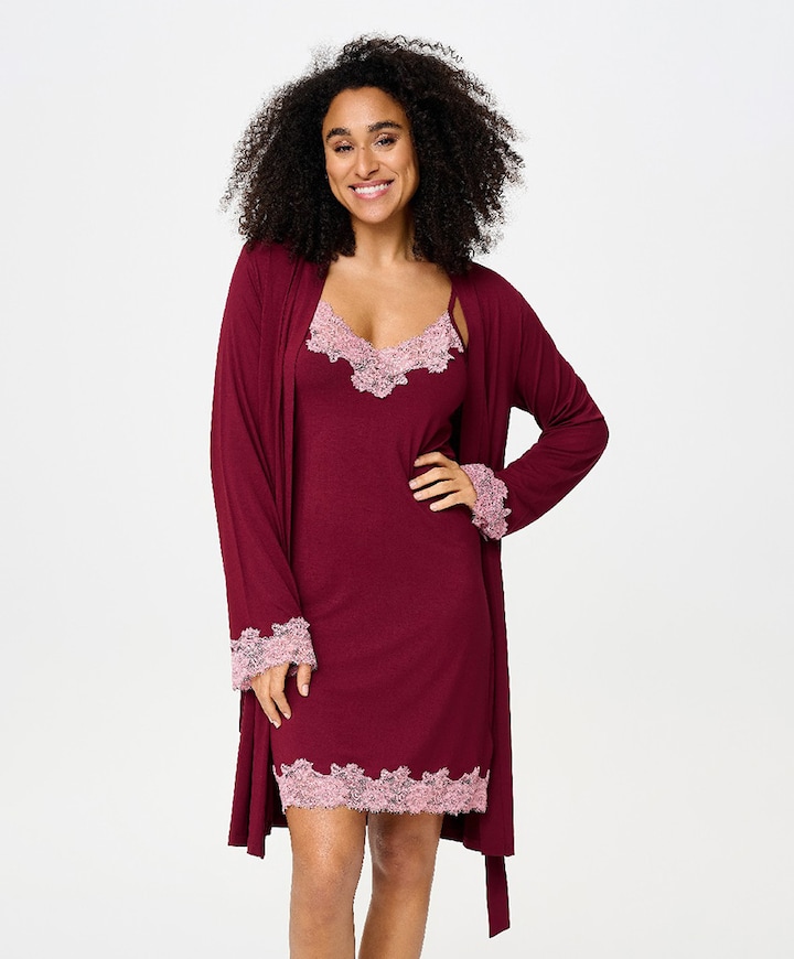 Dames ochtendjas bordeaux