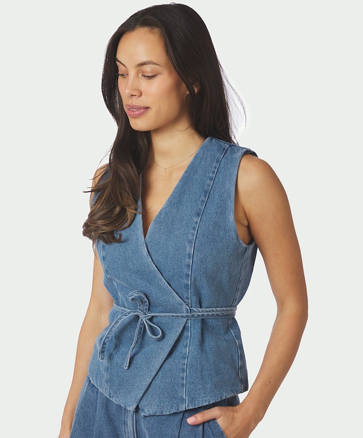 Dames gilet blauw