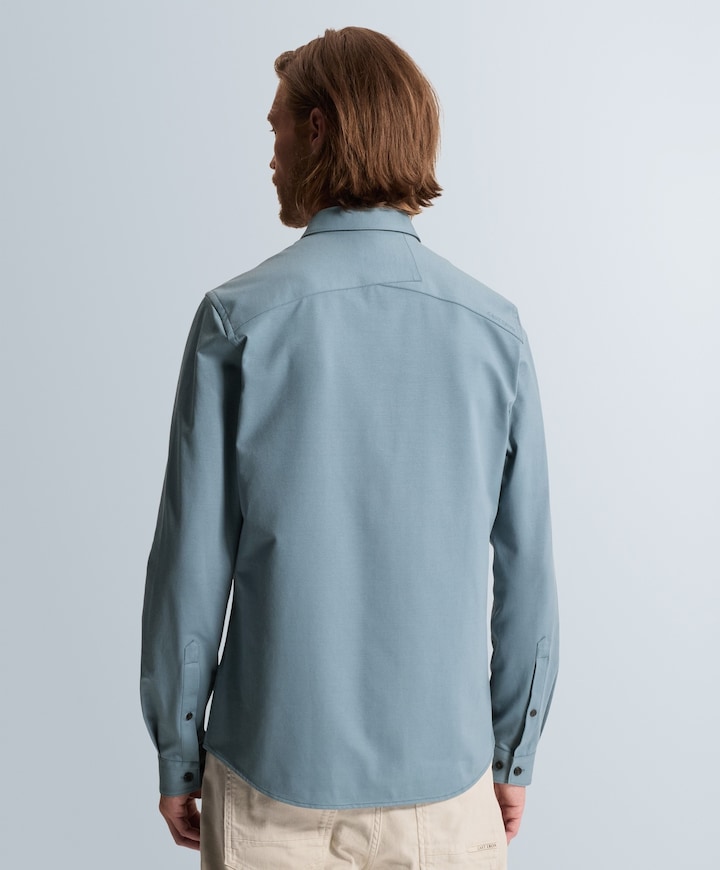 Heren overhemd lange mouw blauw
