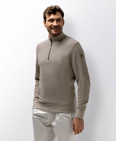 Heren trui met rits beige