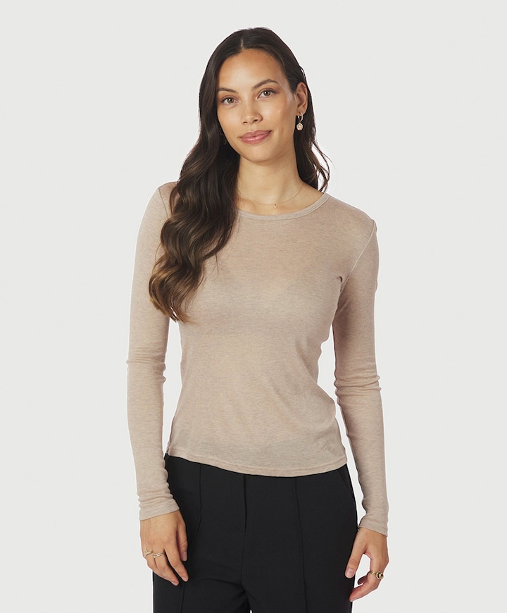 Dames longsleeve beige