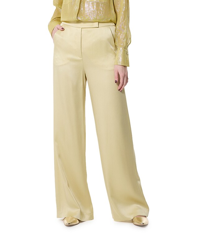 Satin-wideleg-pants broek geel