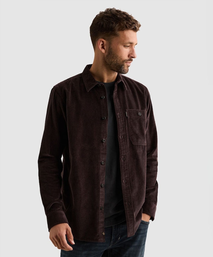 Heren overhemd lange mouw bordeaux