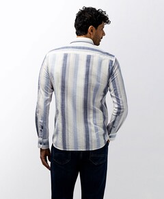 Heren overhemd lange mouw blauw