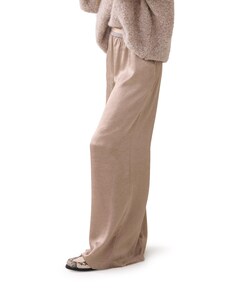 Crinkle satin broek beige