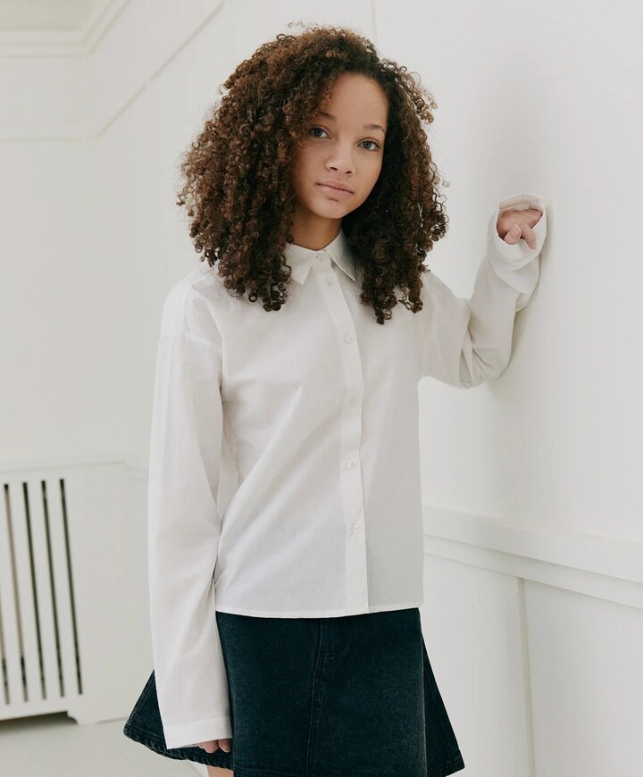 Meisjes blouse lange mouw ecru