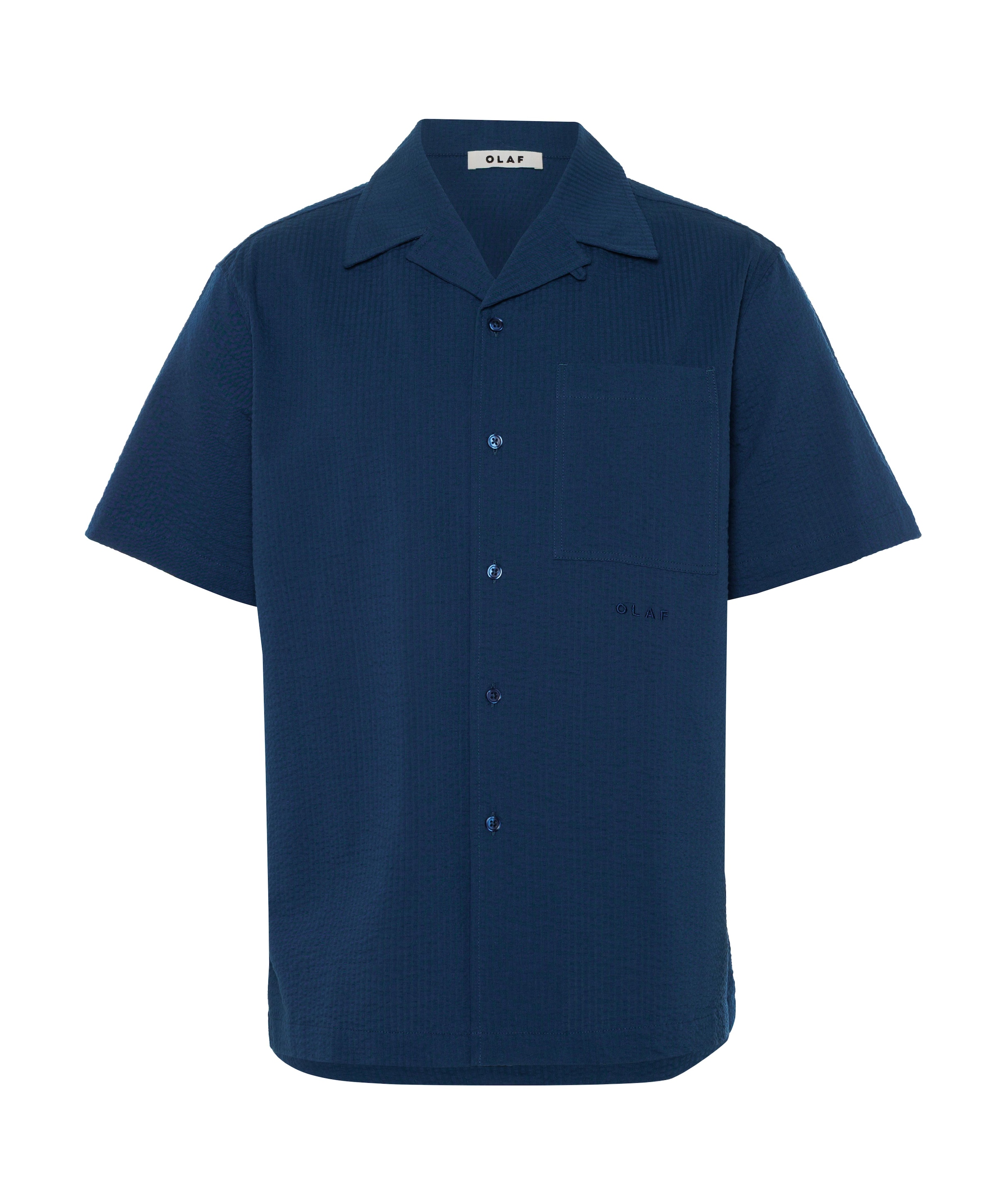 Heren overhemd korte mouw blauw