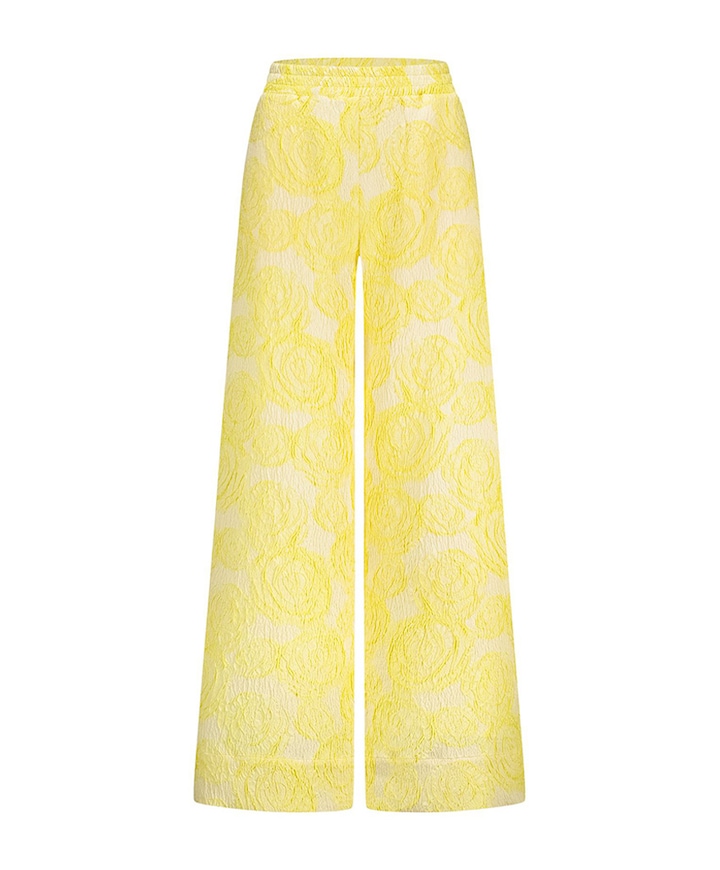 Alba jacquard broek geel