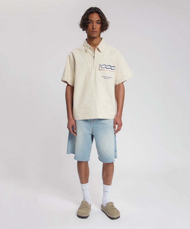 Heren polo ecru