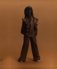 knitted shiny wide leg meisjes broek bruin