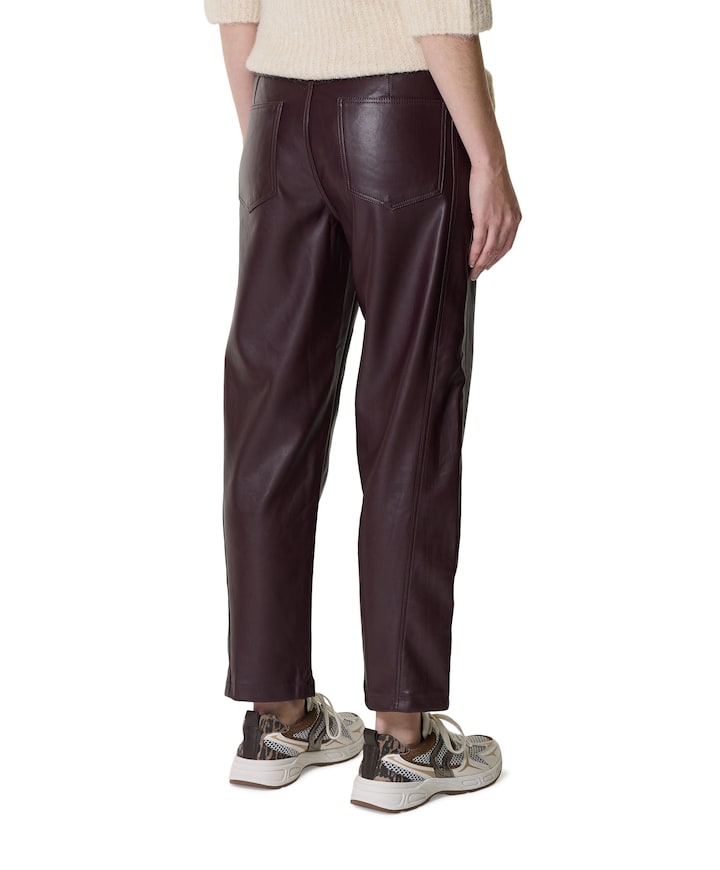 Caitlina faux leather dames broek bordeaux