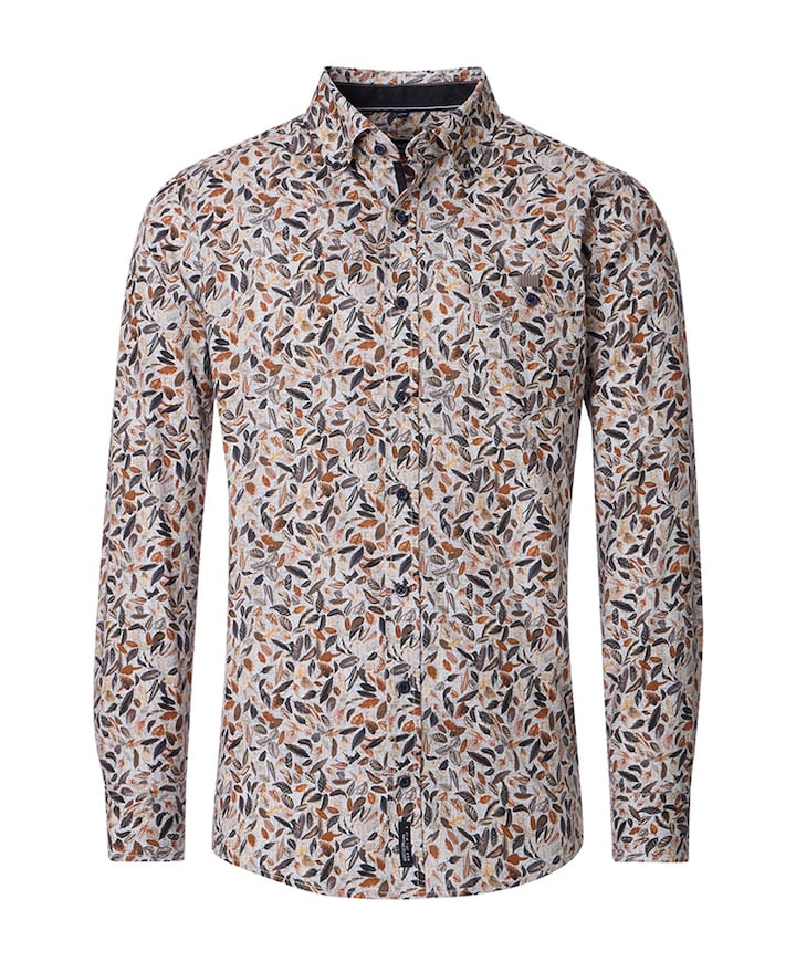 Heren overhemd lange mouw grijs