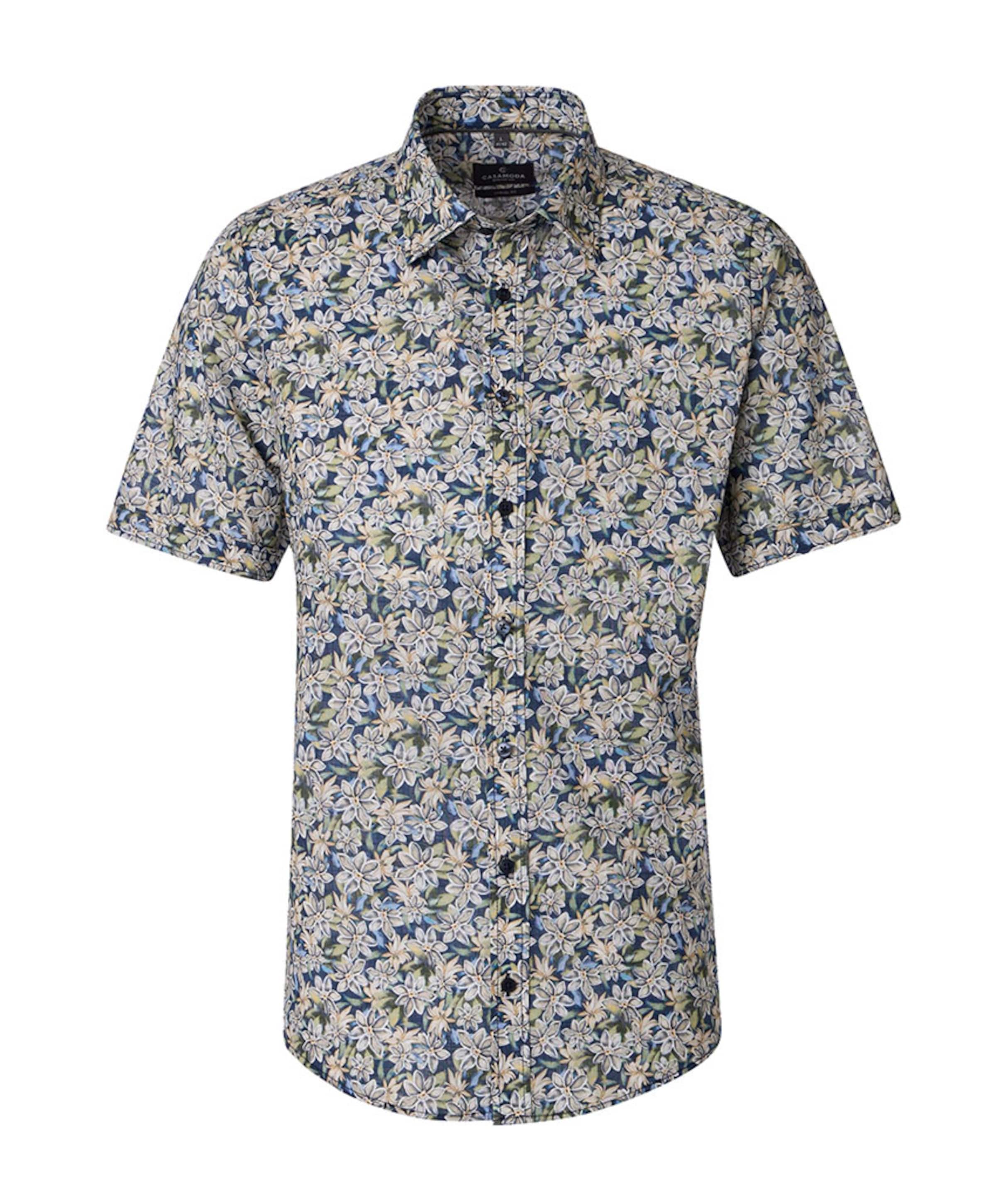 Heren overhemd korte mouw blauw