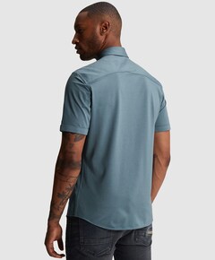 Heren overhemd korte mouw blauw