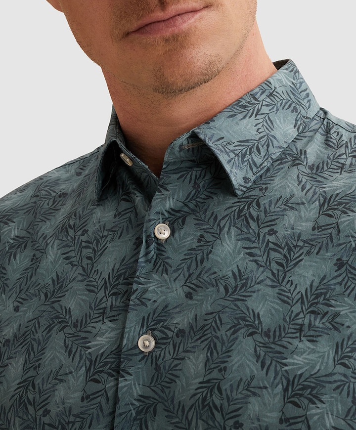 Heren overhemd lange mouw blauw