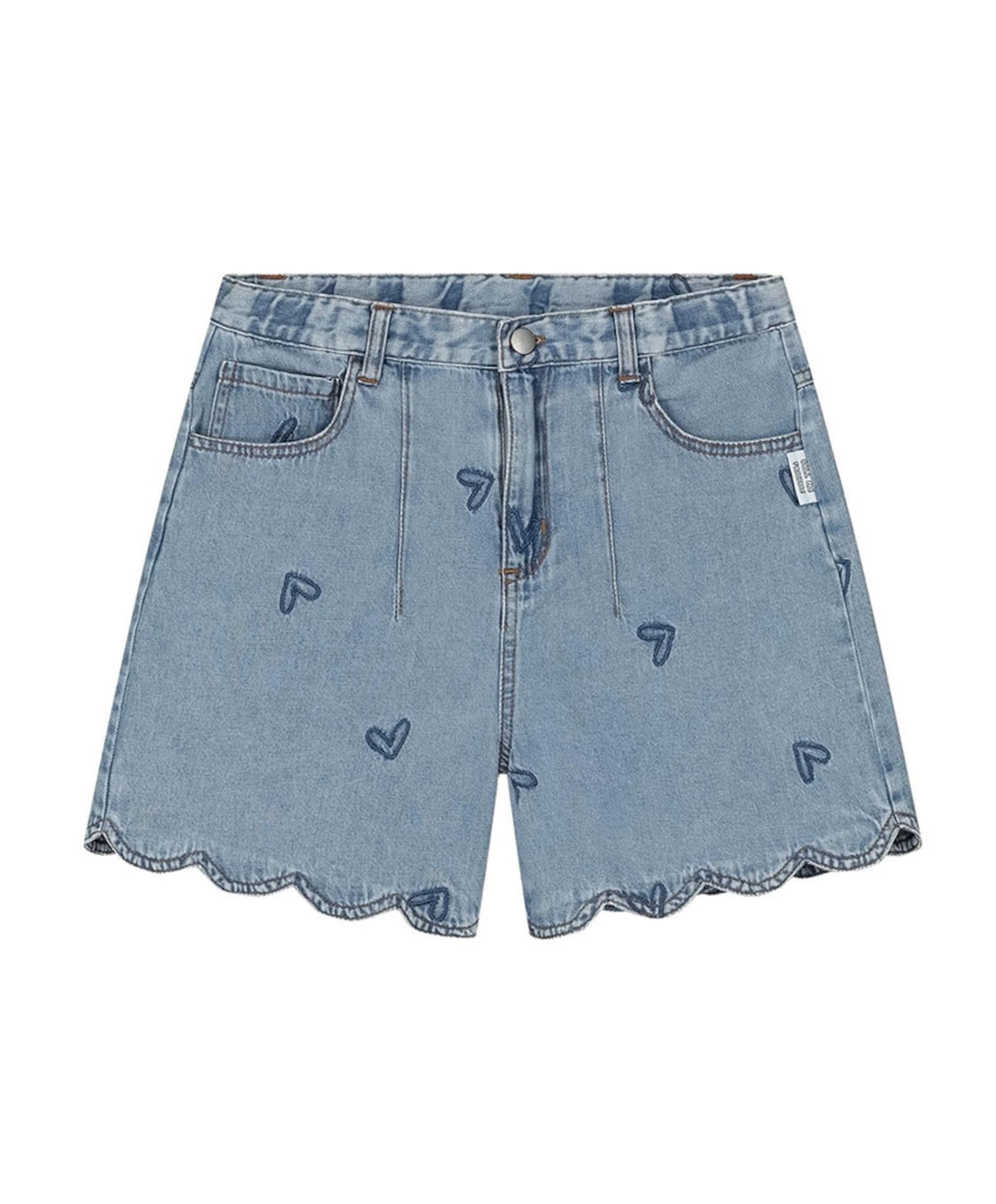 Denim heart meisjes korte broek blauw