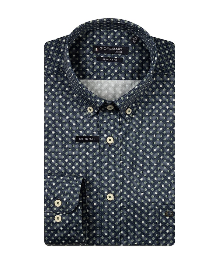 Heren overhemd lange mouw blauw