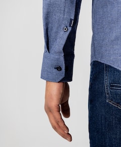 Heren overhemd lange mouw blauw