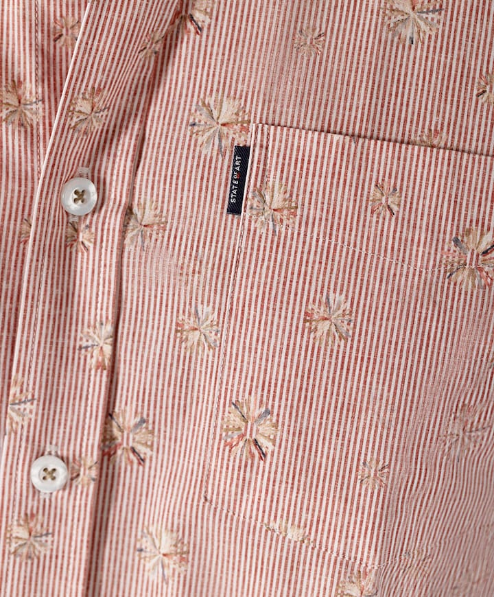 Heren overhemd korte mouw oranje