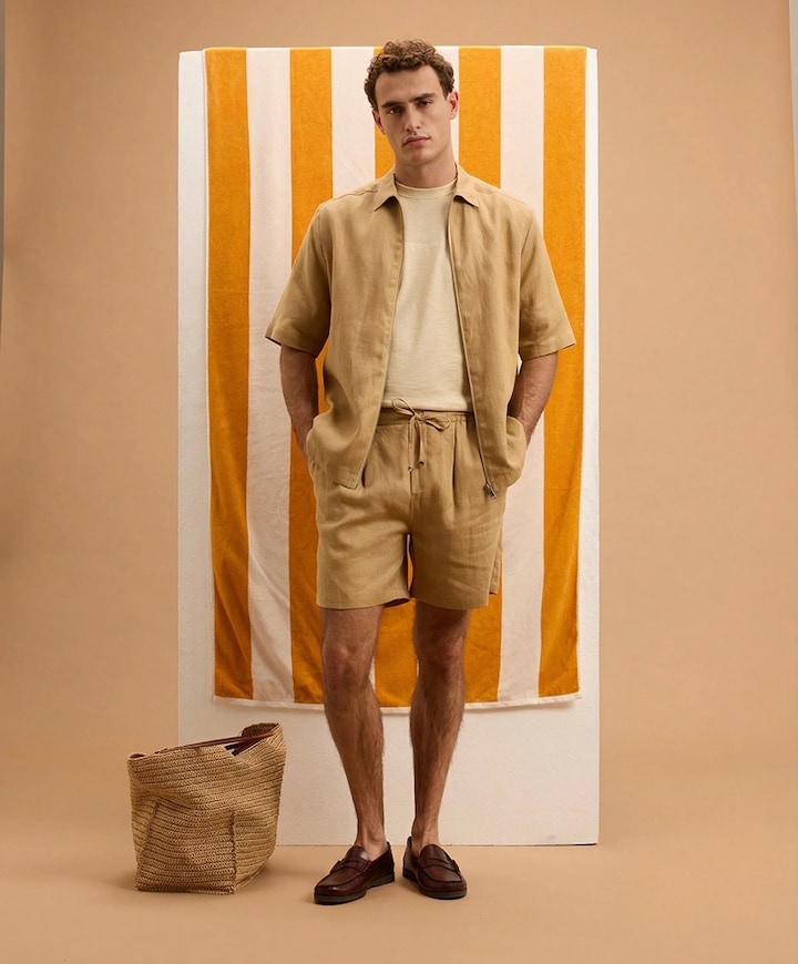 HLIN heren korte broek beige