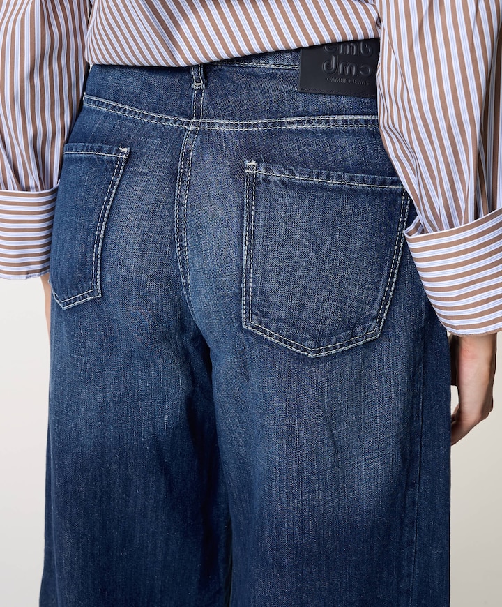 Palazzo patch dames jeans blauw