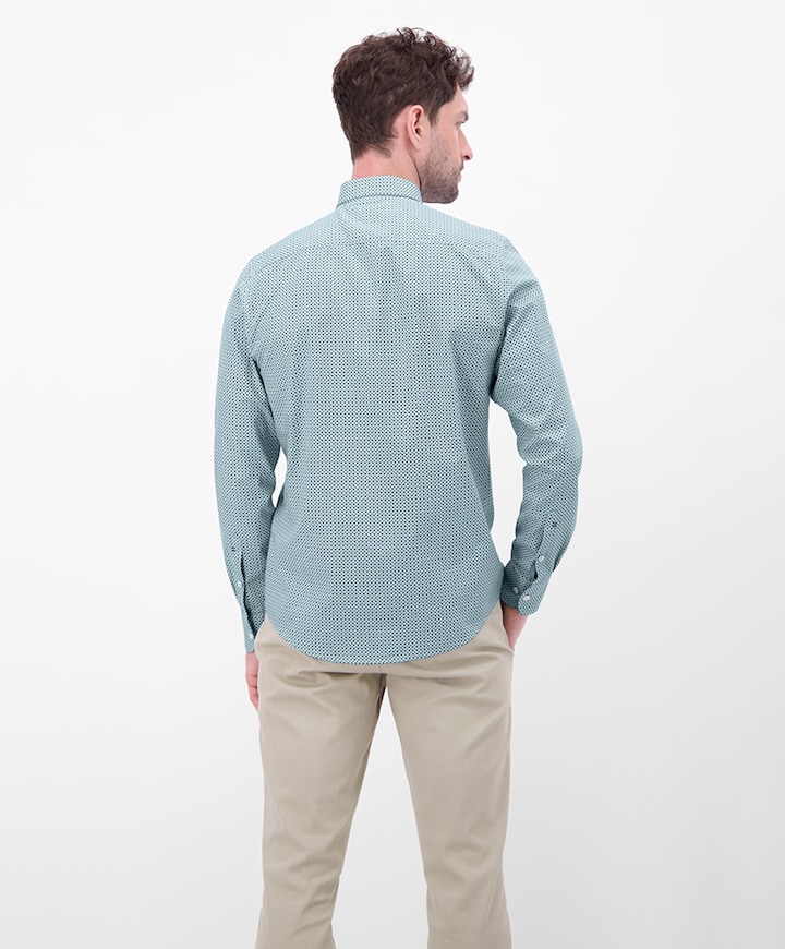 Heren overhemd lange mouw blauw