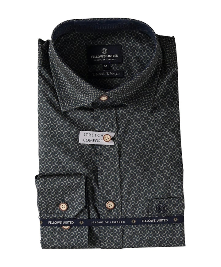 Heren overhemd lange mouw groen