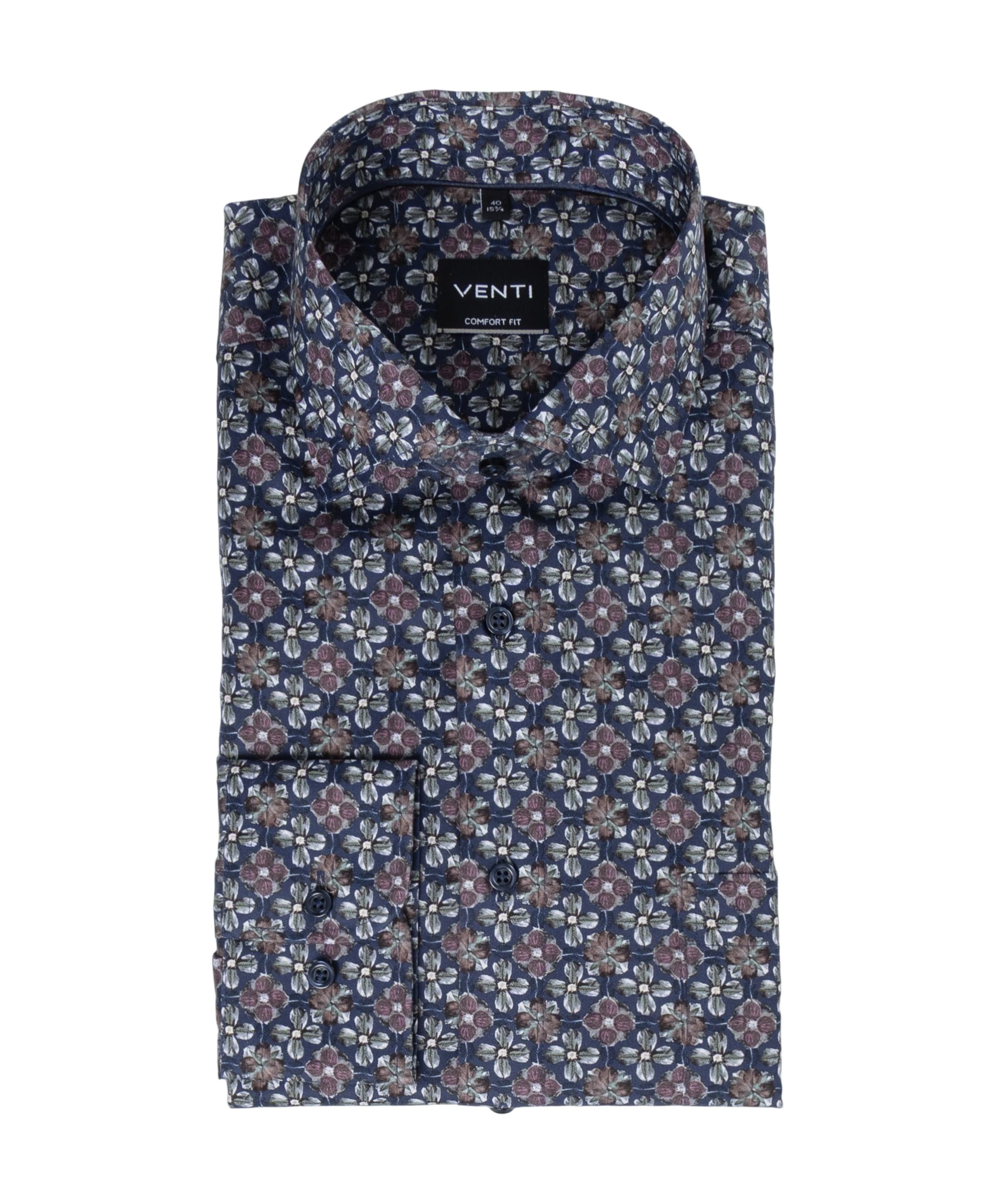 Heren overhemd lange mouw blauw