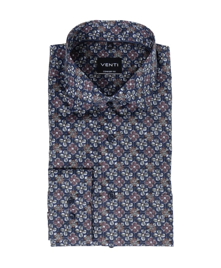 Heren overhemd lange mouw blauw