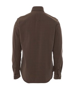 Heren overhemd lange mouw bruin