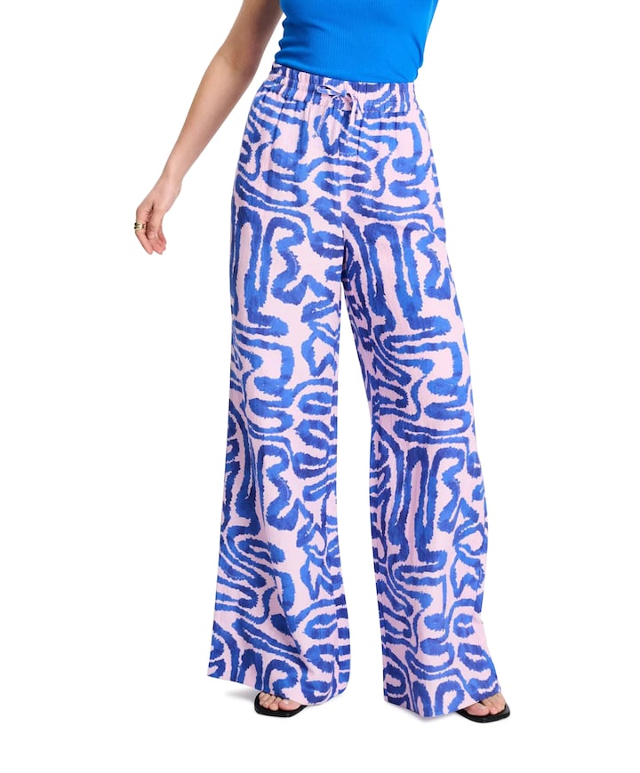 PANTS - Waves Pink Linen dames broek multicolor