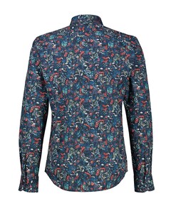 Heren overhemd lange mouw blauw