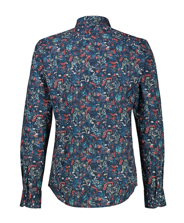 Heren overhemd lange mouw blauw