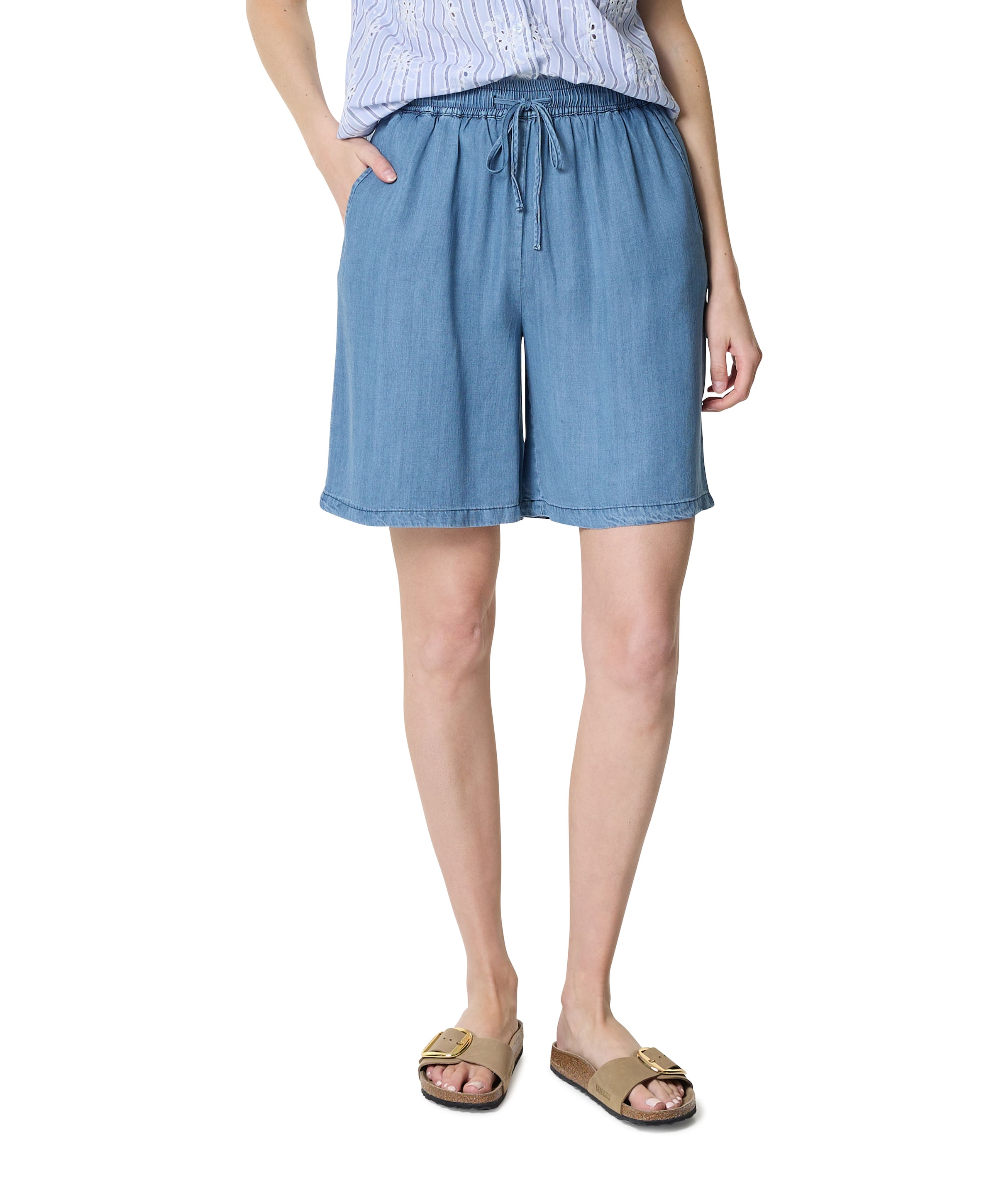 Bermuda tencel dames korte broek blauw