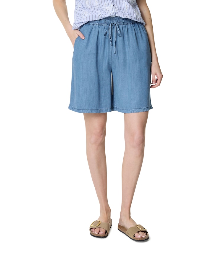 Bermuda tencel dames korte broek blauw