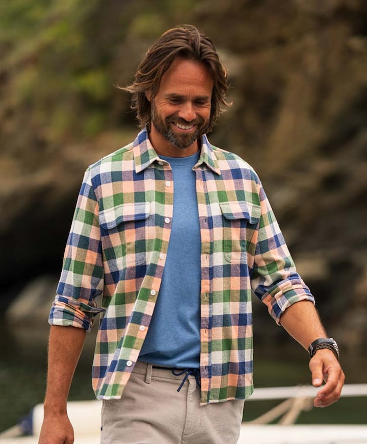 Heren overhemd lange mouw oranje