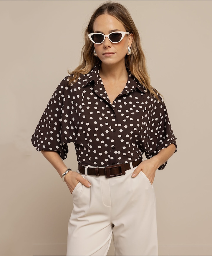 Dames blouse bruin